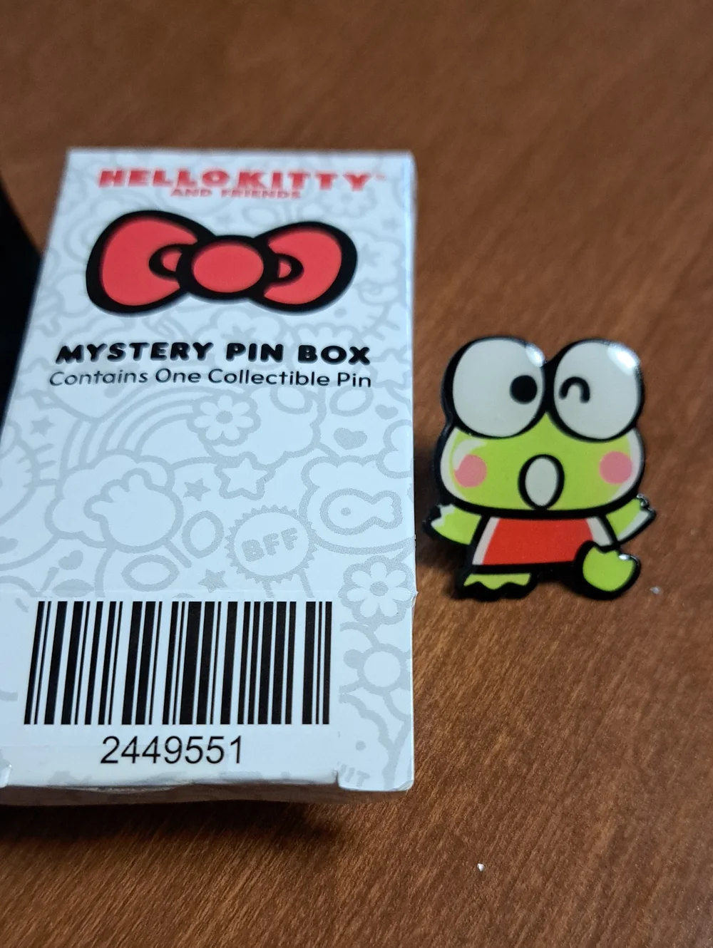Hello Kitty Keroppi Enamel Brooch in Green, Red, Pink, Black